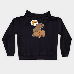 Capybara hungry for Croissant Pastry Kids Hoodie